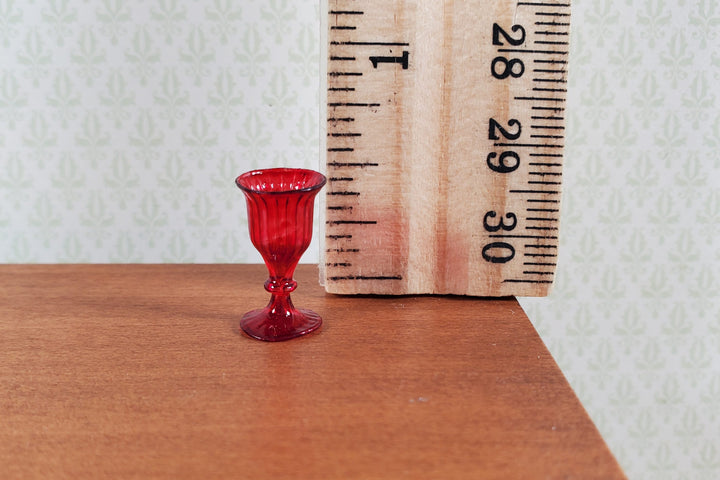 Dollhouse Fancy Red Water Goblet or Wine Glass 1:12 Scale Miniature