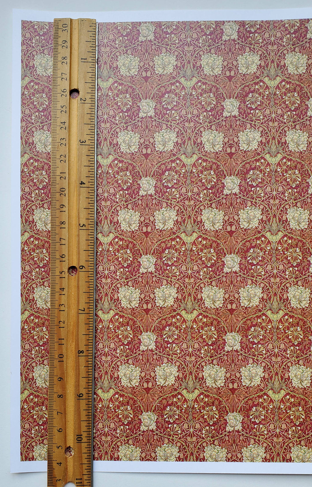 Dollhouse Wallpaper William Morris Art Nouveau Burgundy Red Floral 1:12 Scale Itsy Bitsy