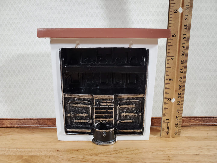 Dollhouse Coal Burning Range Stove Vintage Style with Surround 1:12 Scale Miniature