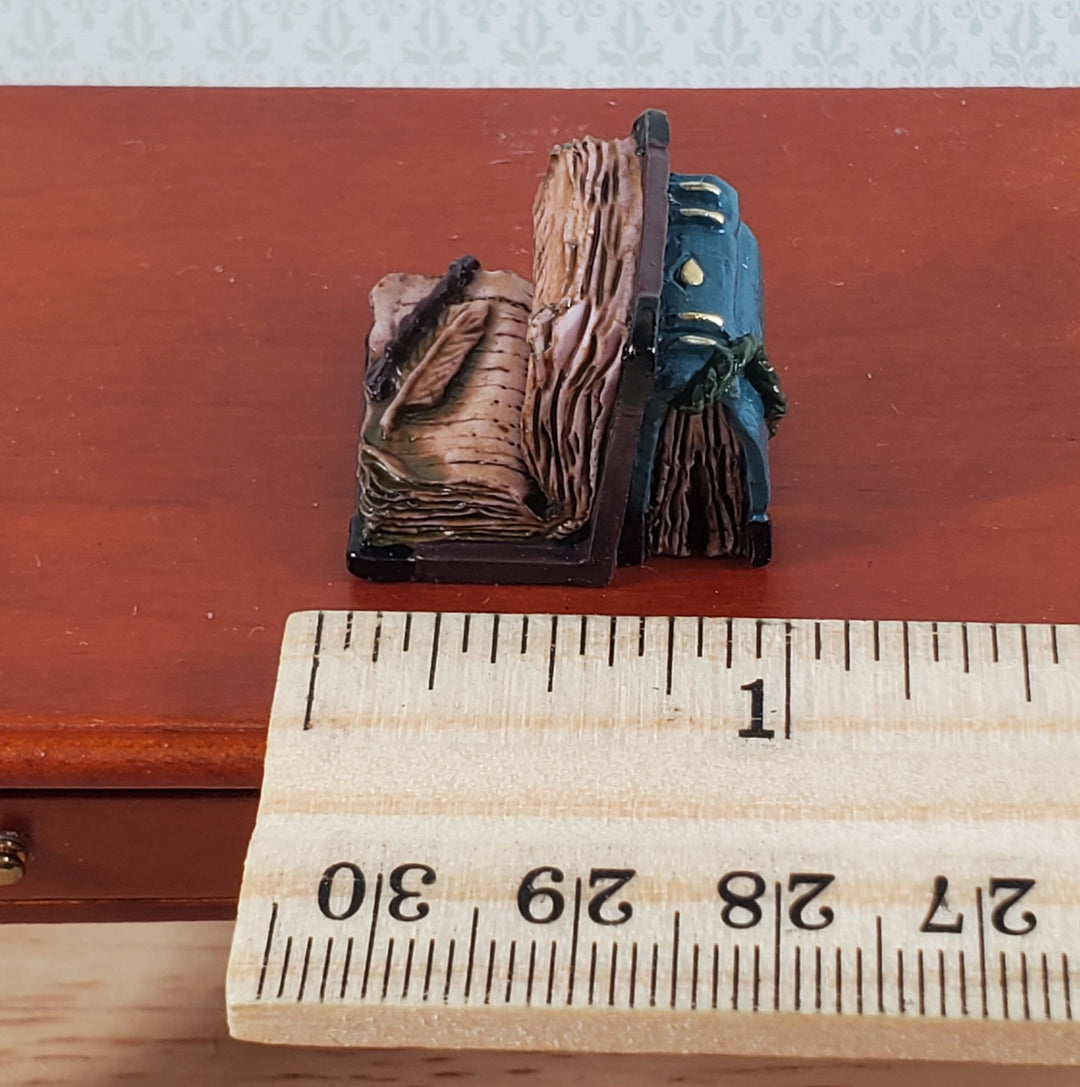 Dollhouse Old Book Display Worn Weathered Resin Feather Pen 1:12 Scale Miniature