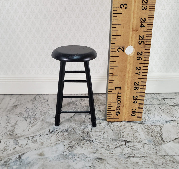 Dollhouse Bar Stool Wood Black Finish 1:12 Scale Miniature Furniture Slim Profile