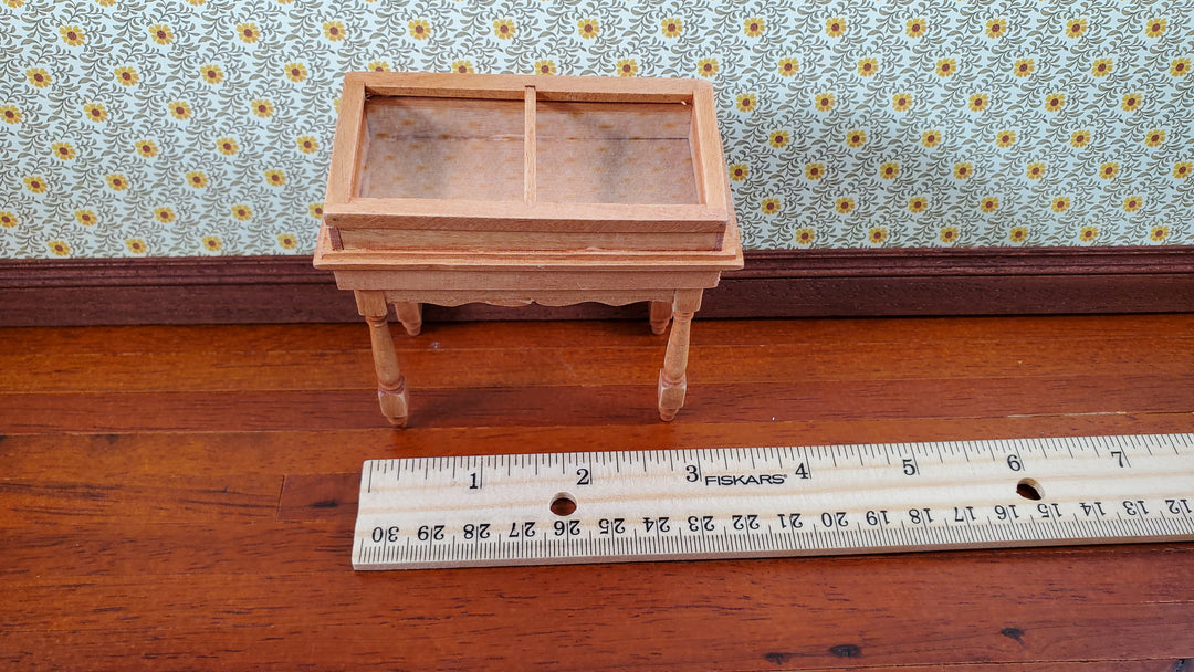 Dollhouse Curio Table Display Cabinet Lifting Top 1:12 Scale Miniature Furniture