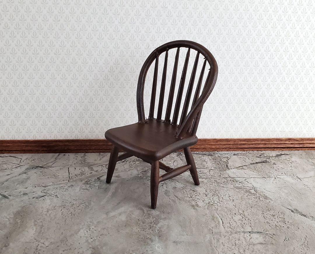 Dollhouse Windsor Spindle Back Kitchen Chair Dark Walnut 1:12 Scale Miniature Furniture