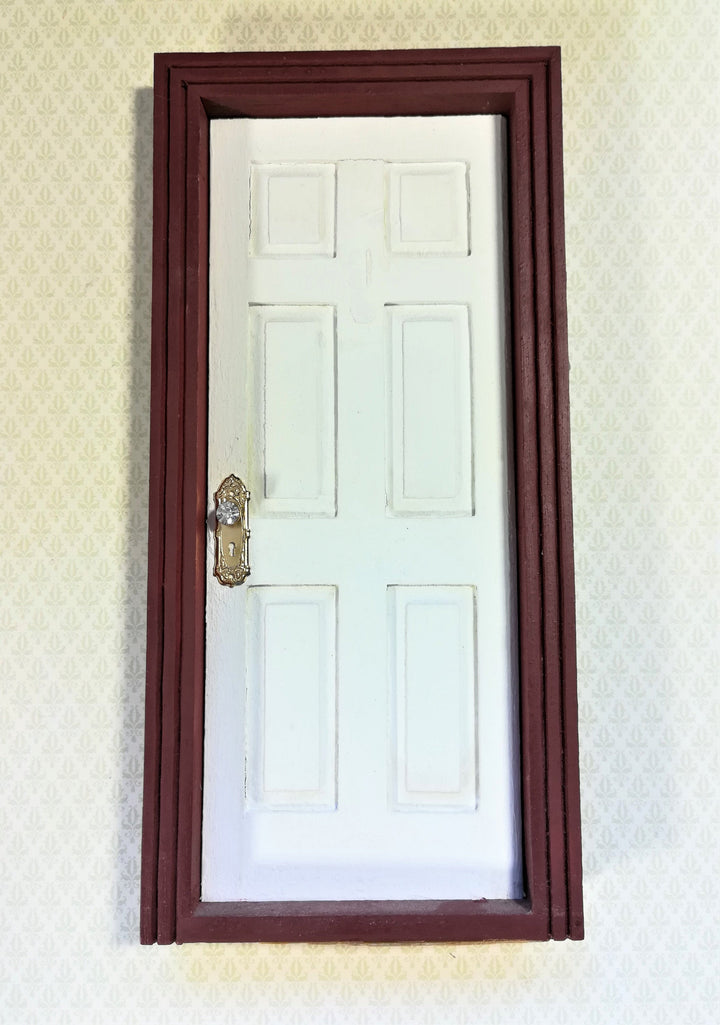 Dollhouse Doorknob Plate Set Gold with Crystal Knobs & Keyhole 1:12 Scale