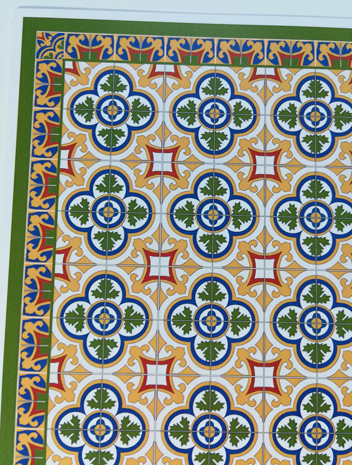 Dollhouse Victorian Tile Large Flooring Sheet Card Stock 1:12 Scale World Model