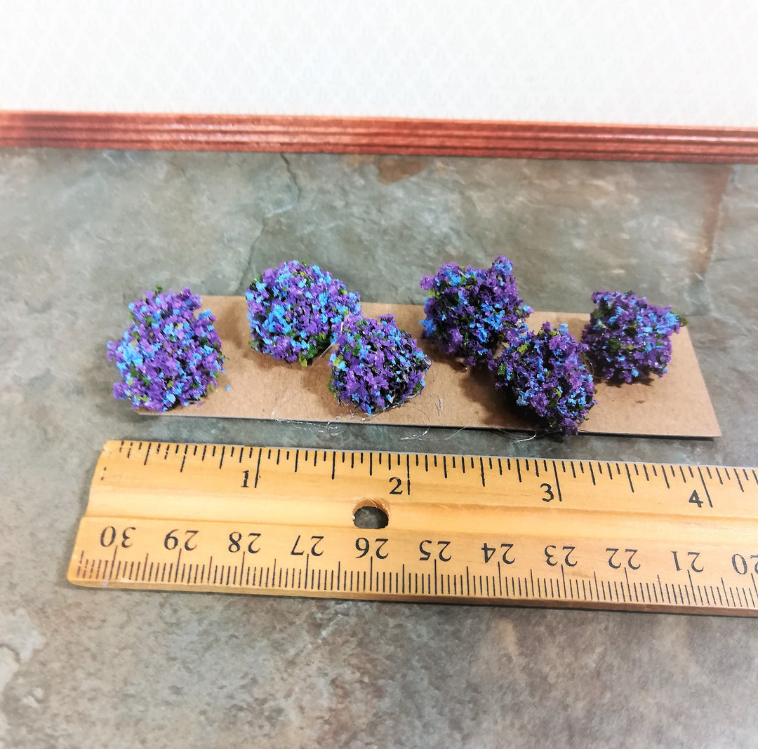Dollhouse Miniature Flowering Shrub Purple Small Bush Round Border Plant