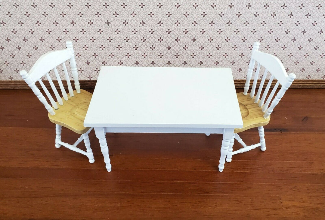 Dollhouse Miniature Kitchen Table White Finish 1:12 Scale Wood Furniture