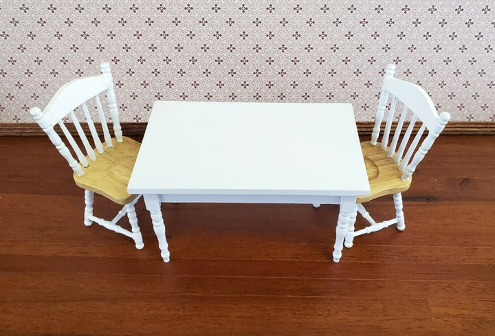 Dollhouse Miniature Kitchen Table White Finish 1:12 Scale Wood Furniture