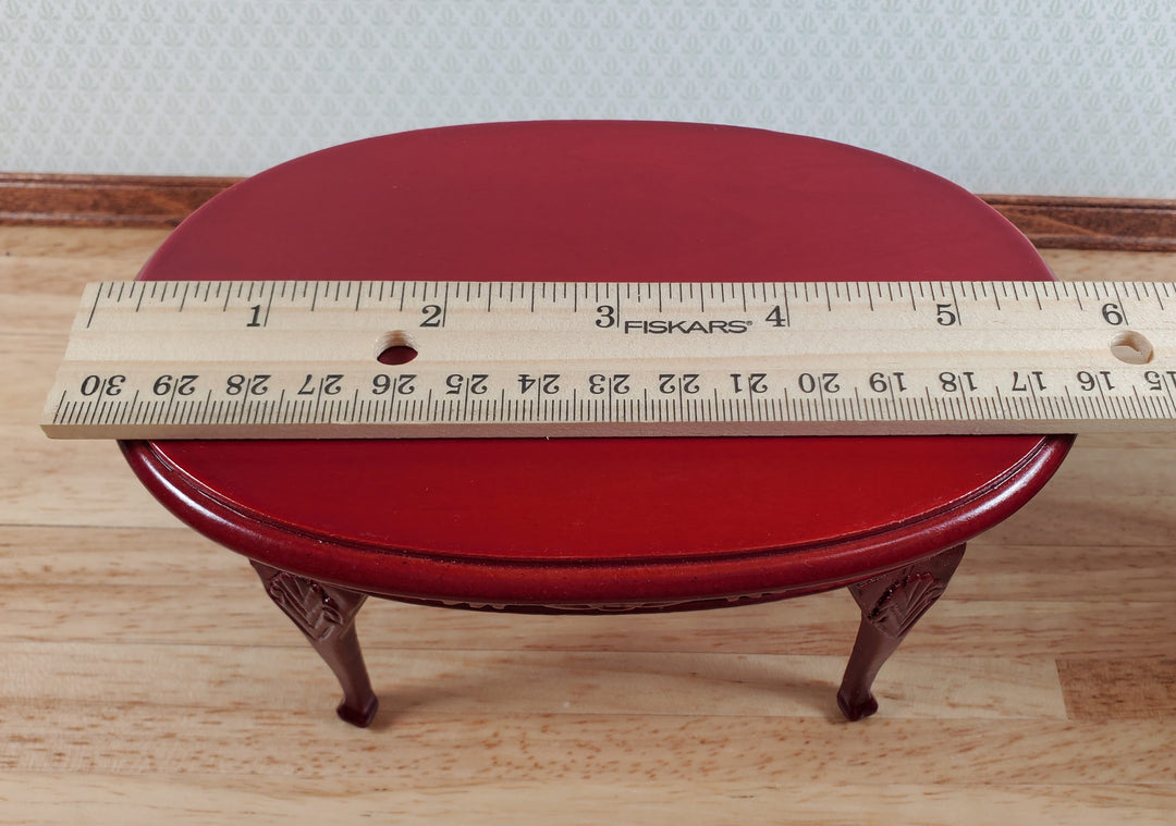 Dollhouse Dining Table Oval Wood Mahogany Finish 1:12 Scale Miniature Furniture