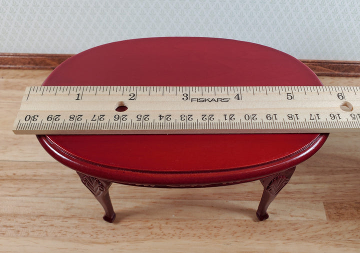 Dollhouse Dining Table Oval Wood Mahogany Finish 1:12 Scale Miniature Furniture