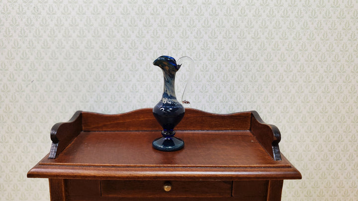 Miniature Tall Vase Pitcher Dark Blue Handmade 1:12 Scale Dollhouse