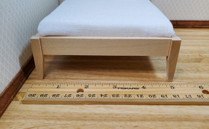 Dollhouse Double Bed Modern Style 1:12 Scale Miniature Wood Unpainted Furniture