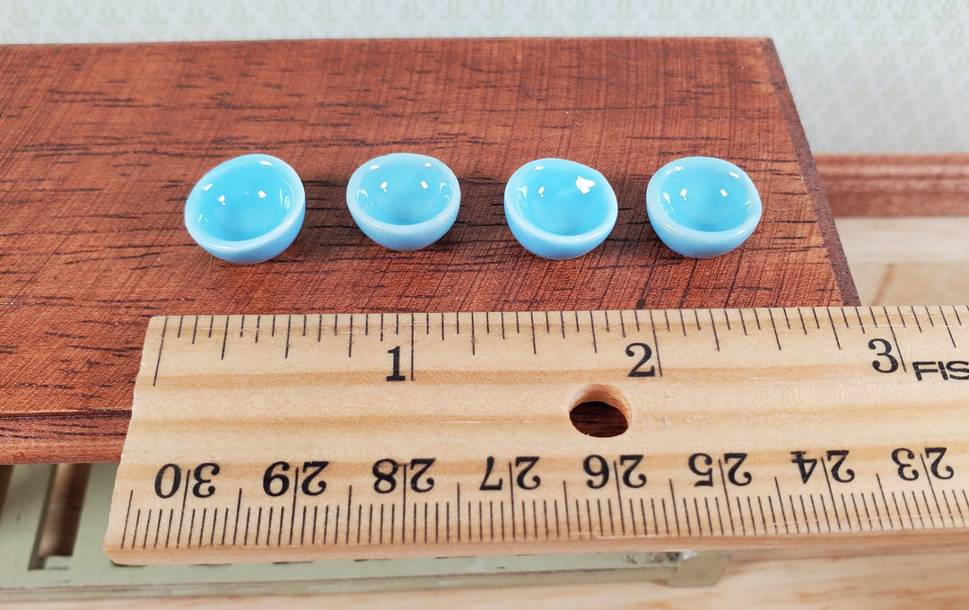 Dollhouse Miniature Bowls Blue Ceramic x4 1:12 Scale Dishes