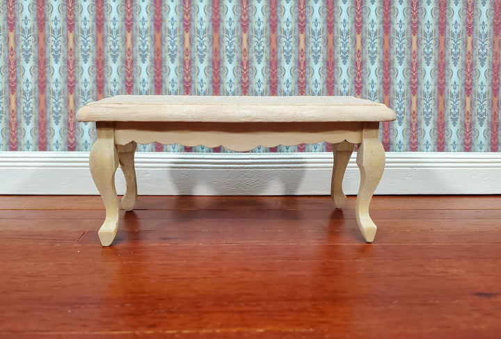 Dollhouse Coffee Table Unpainted Wood Curvy Top 1:12 Scale Miniature Living Room Furniture