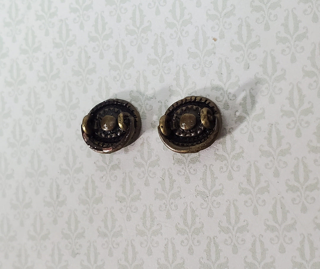 Dollhouse Drawer Pulls with Handle Oval 1:12 Scale Miniature Antique Bronze