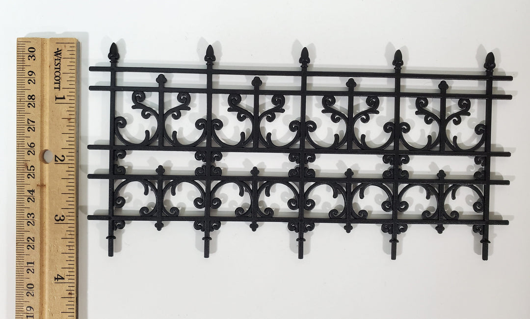 Miniature 4 Piece Fence Kit Black Victorian Georgian Style 1:12 Scale Dollhouse