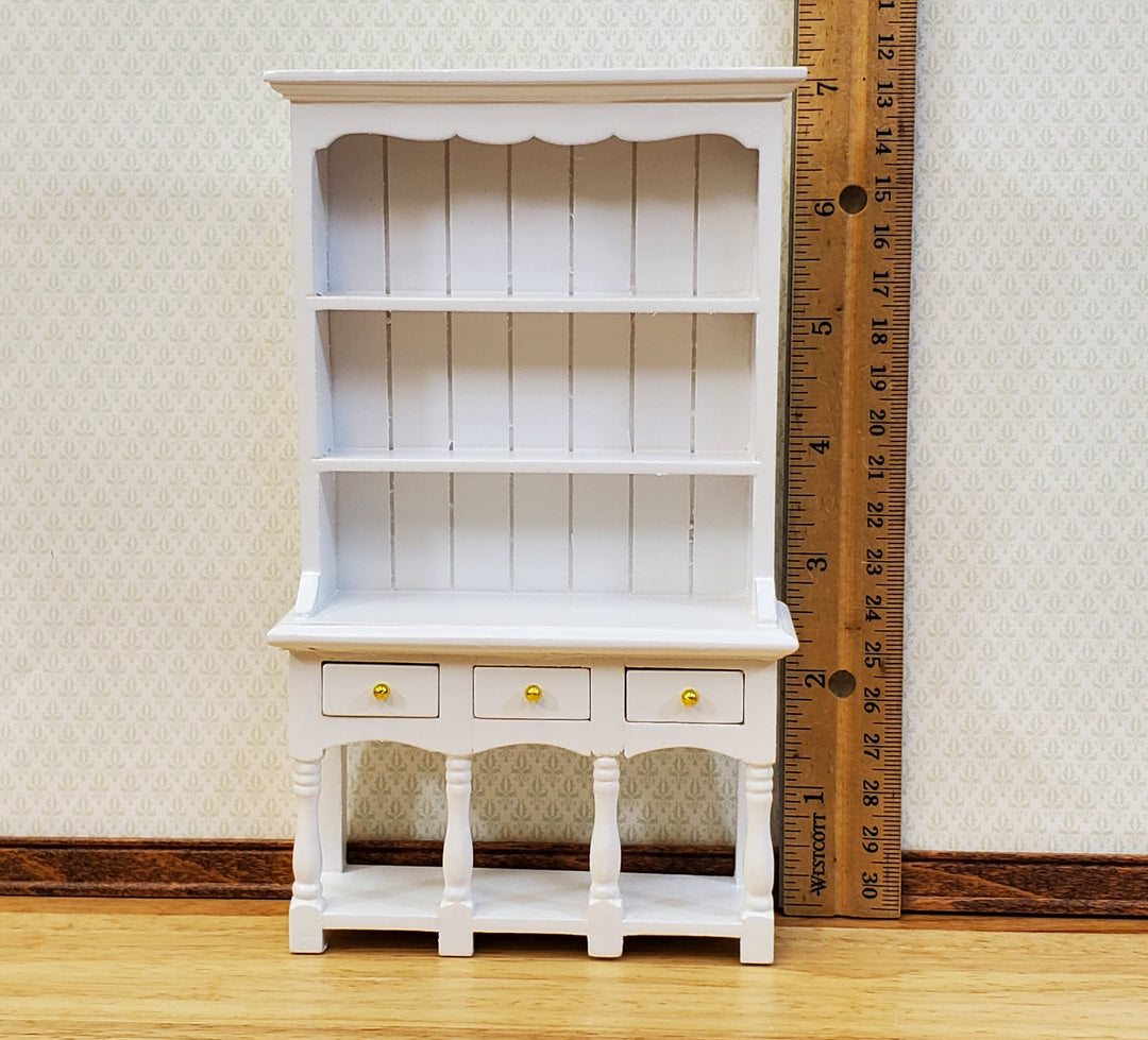 Dollhouse Kitchen Hutch Cupboard with Pot Shelf WHITE 1:12 Scale Furniture