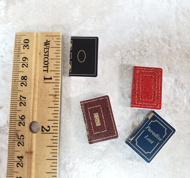 Dollhouse Books with Blank Pages Set of 4 1:12 Scale Miniature Library