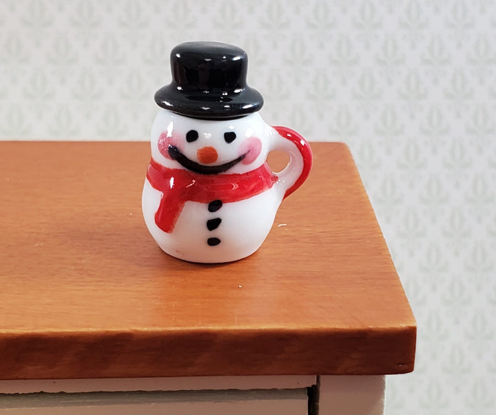 Dollhouse Snowman Mug Coffee Cup with Top Hat 1:12 Scale Miniature Ceramic