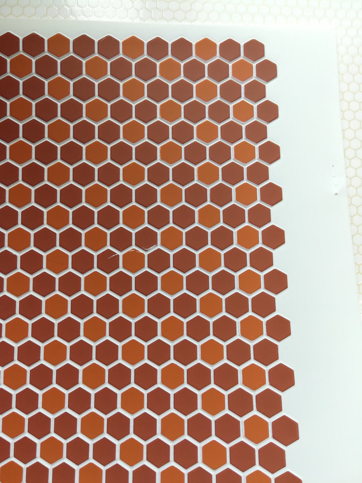 Dollhouse Miniature Terra Cotta Hexagon Faux Tile Flooring Textured 1:12 Scale