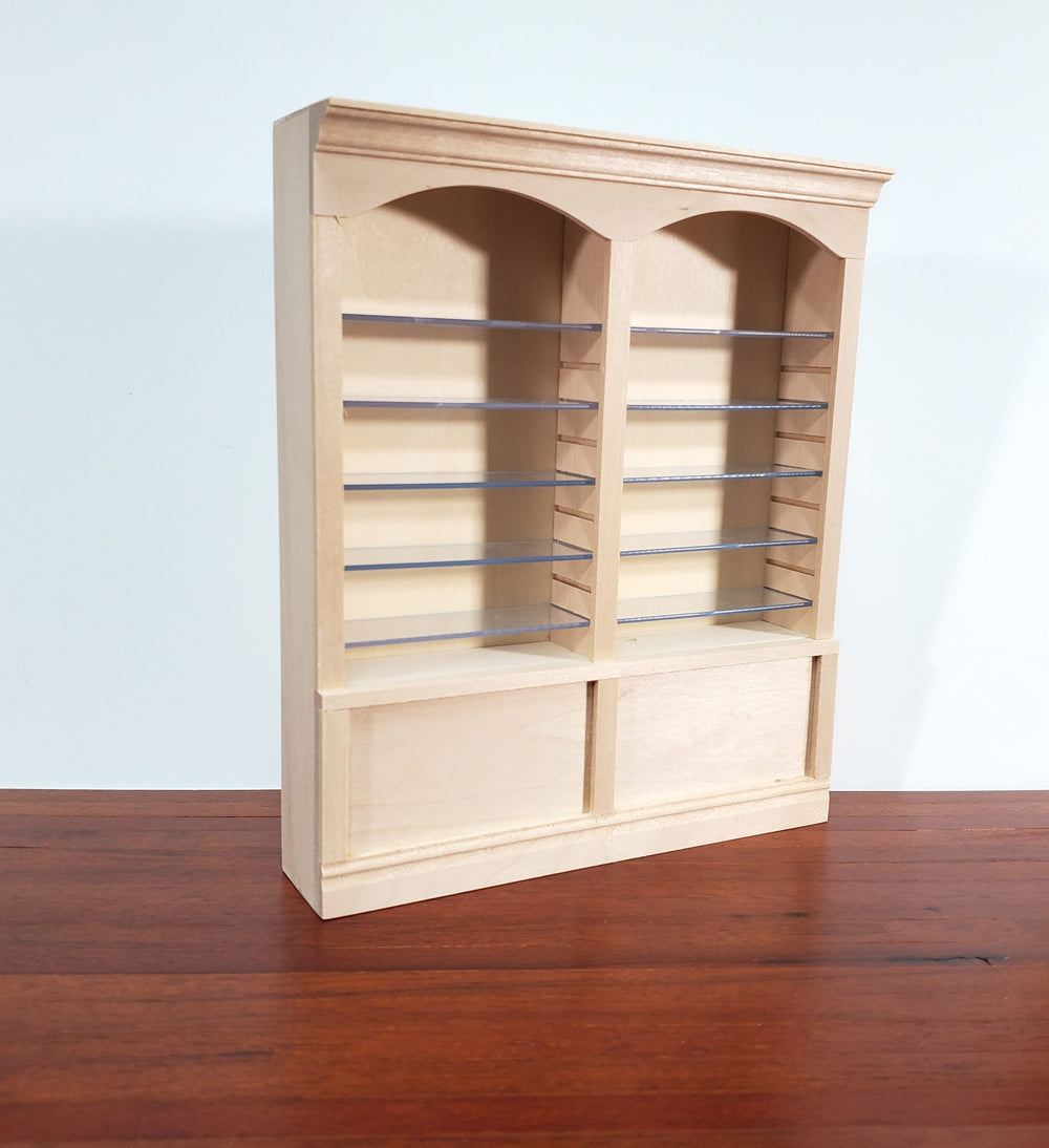 Dollhouse Bookshelf or Shop Shelves 2 Bay 10 Adjustable Shelves 1:12 Scale Furniture Unpainted Unfinished