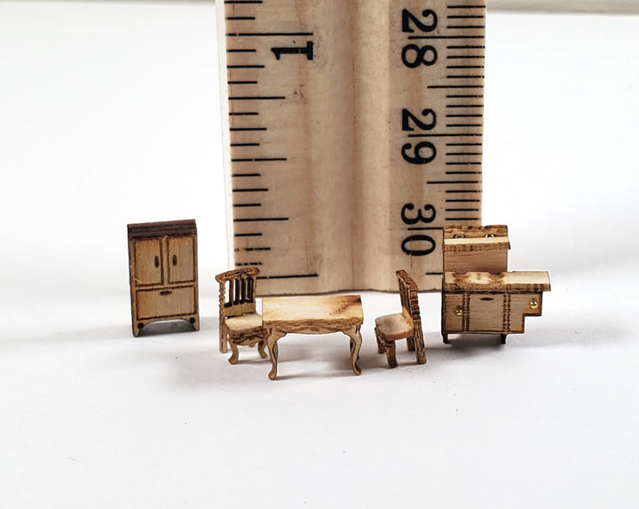 Dollhouse 1:144 Scale Furniture KIT DIY Victorian Kitchen Set Table Chairs Stove