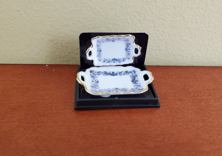 Dollhouse Miniature Trays 2 Sizes Reutter Porcelain 1:12 Blue Onion Pattern