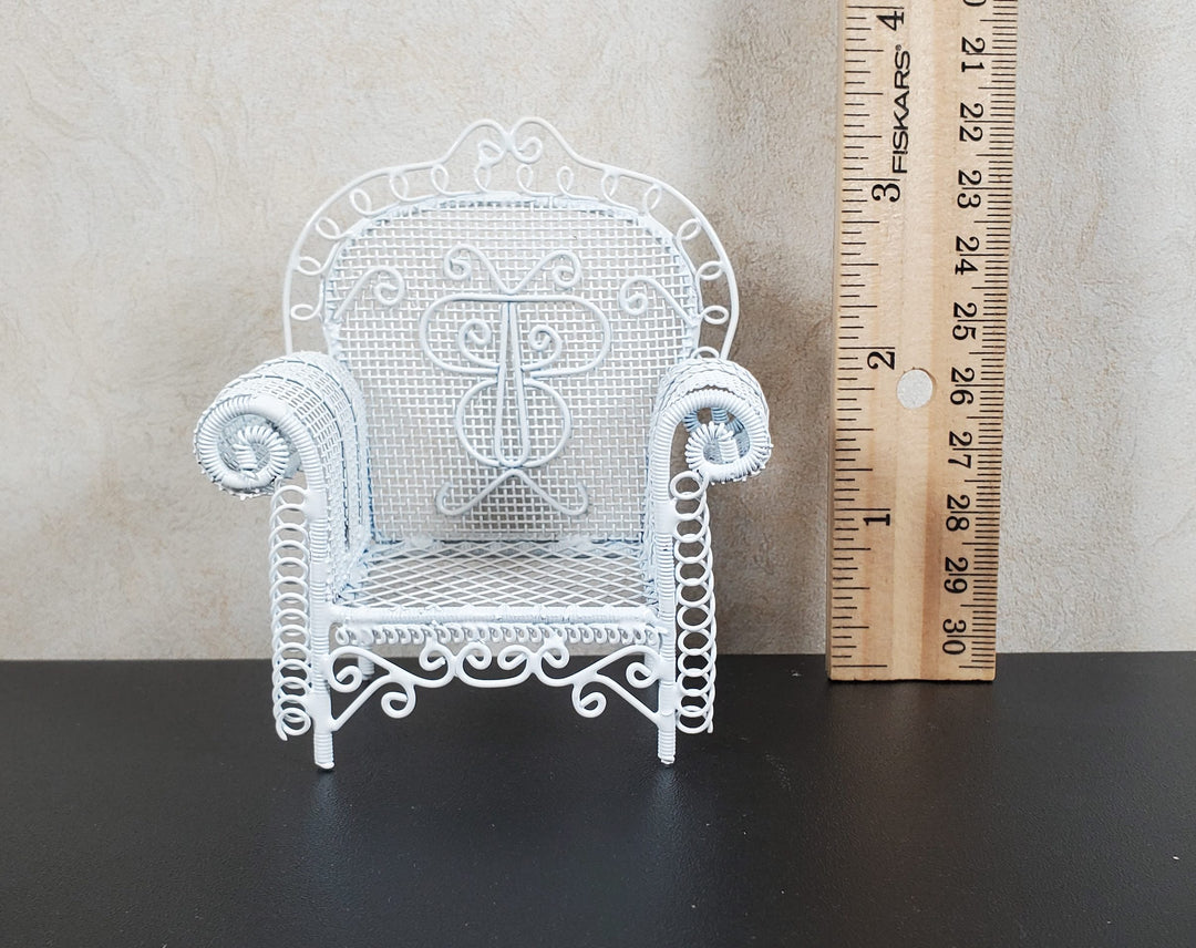 Dollhouse Patio Chair White Metal 1:12 Scale Miniature Fairy Garden Furniture