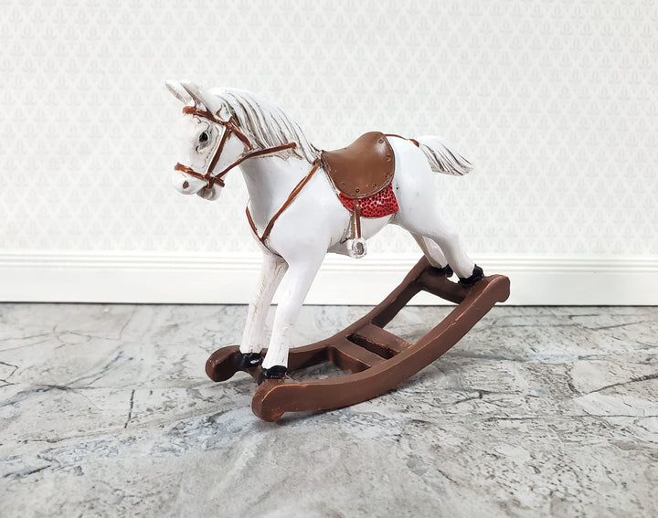 Dollhouse Rocking Horse Large Cast Resin 1:12 Scale Toy for Nursery or Kids Bedroom