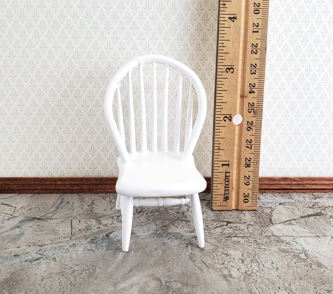 Dollhouse Windsor Spindle Back Kitchen Chair White 1:12 Scale Miniature Furniture