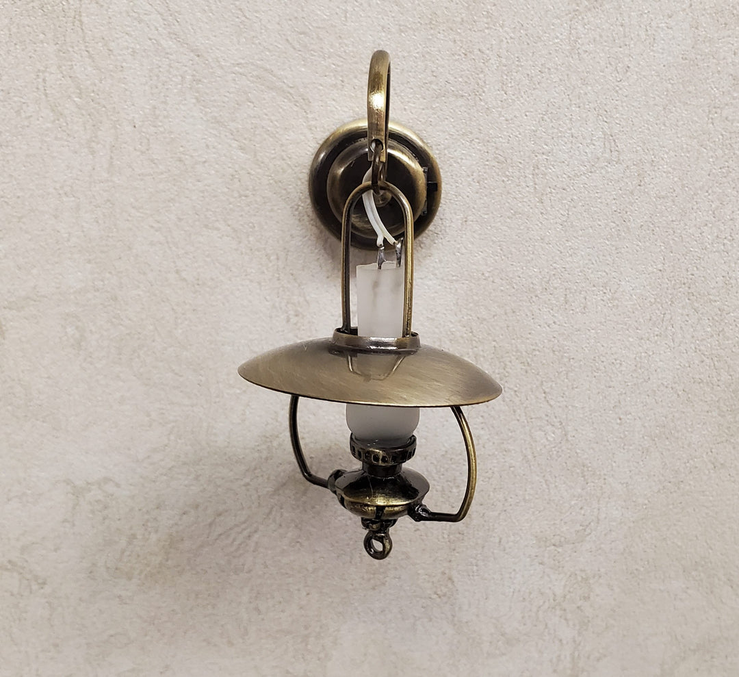 Dollhouse Miniature Battery Light "Gas" Wall Light Aged Brass 1:12 Scale Lantern