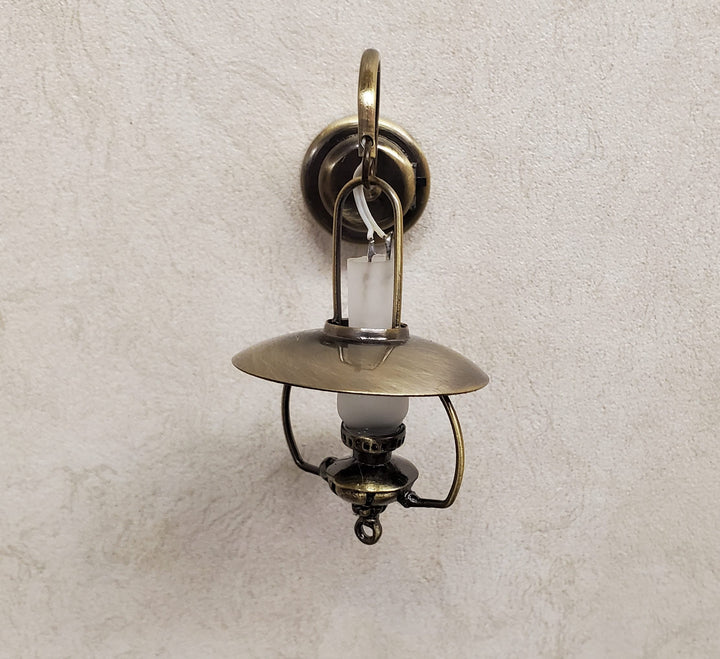 Dollhouse Miniature Battery Light "Gas" Wall Light Aged Brass 1:12 Scale Lantern