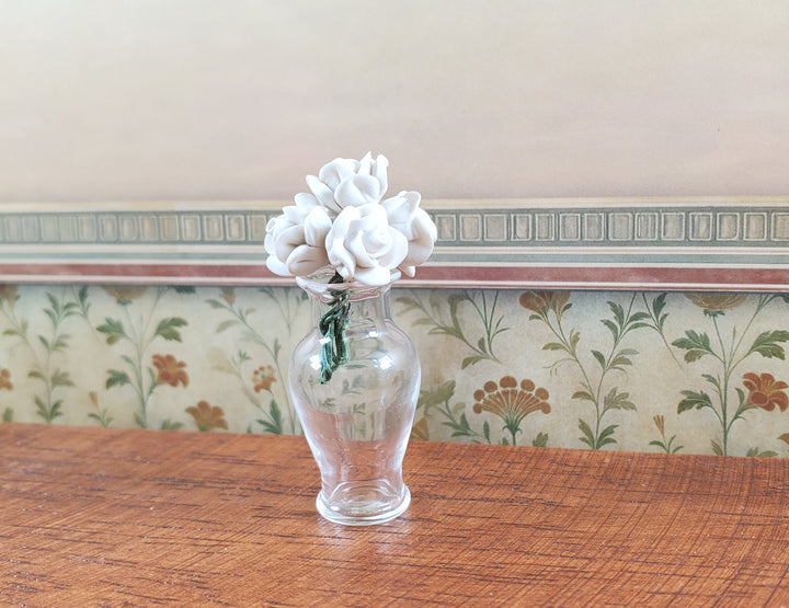 Dollhouse Clear Glass Vase 1:12 Scale Miniature Decoration Flowers