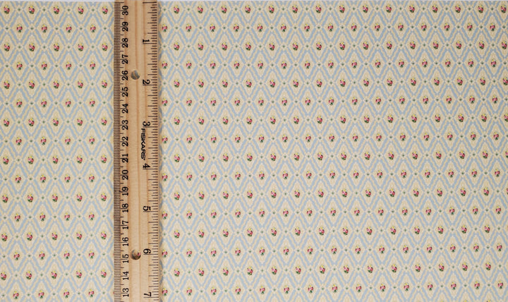 Dollhouse Wallpaper Blue Diamond Floral Victorian Bradbury & Bradbury 1:12 Scale