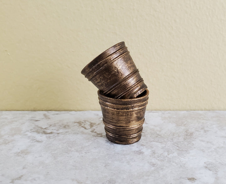 Dollhouse Miniature Garden Pots Aged Gold Finish Planters x2 1:12 Scale A4095GD by Falcon