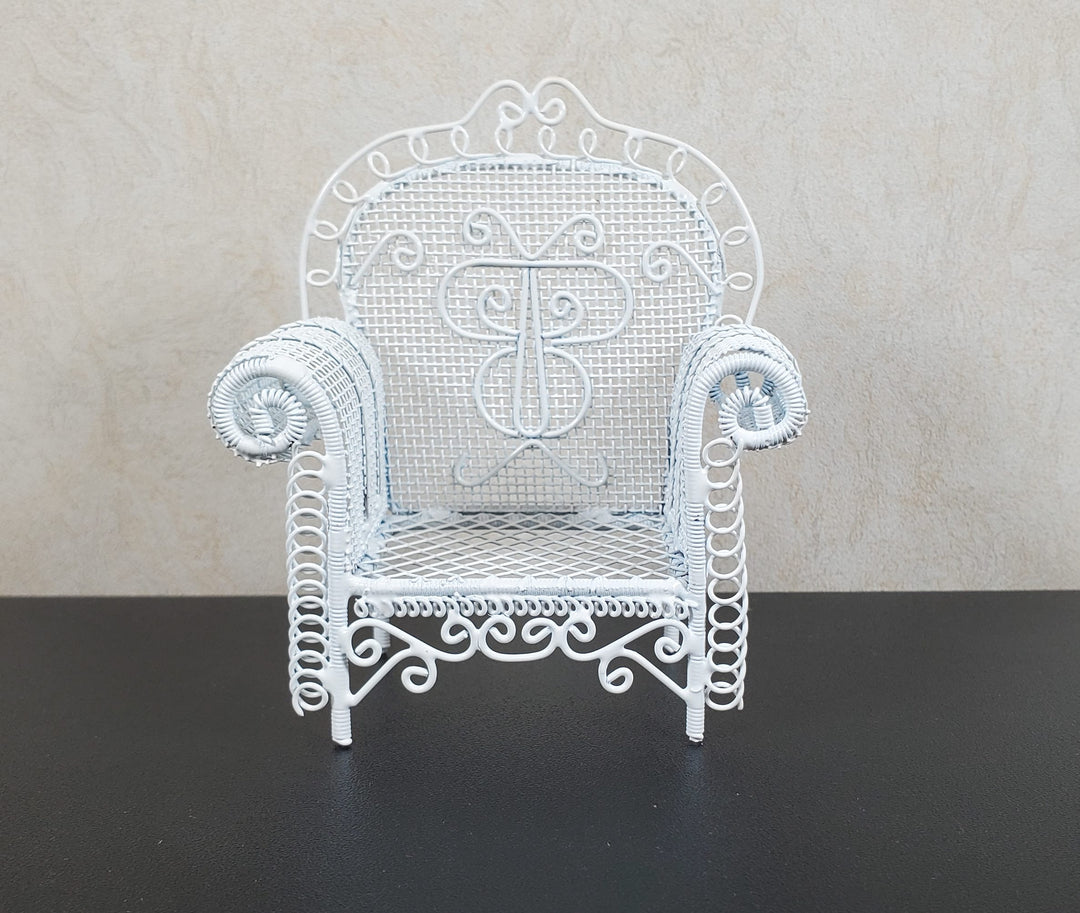 Dollhouse Patio Chair White Metal 1:12 Scale Miniature Fairy Garden Furniture