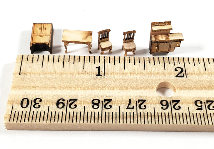Dollhouse 1:144 Scale Furniture KIT DIY Victorian Kitchen Set Table Chairs Stove