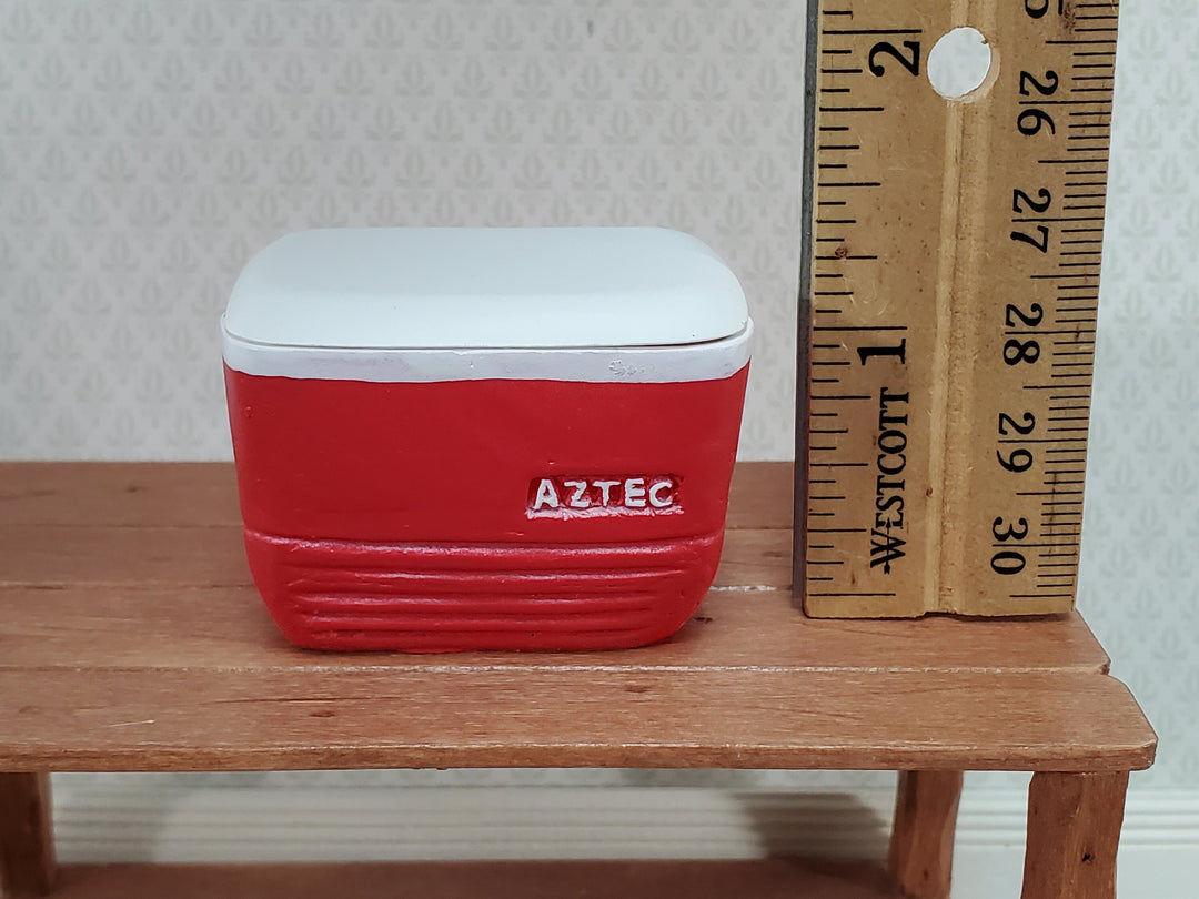 Dollhouse Red Cooler with Removable Lid Ice Chest Modern 1:12 Scale Dollhouse