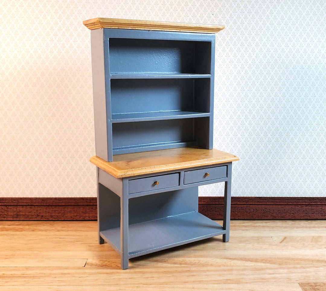 Dollhouse Kitchen Hutch Cupboard Wood 1:12 Scale Miniature Gray Finish