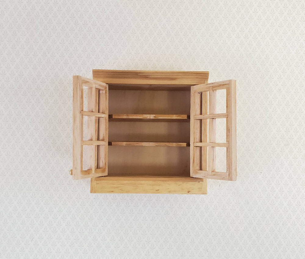 Dollhouse Miniature Upper Kitchen Cabinet Light Oak with Doors 1:12 Scale