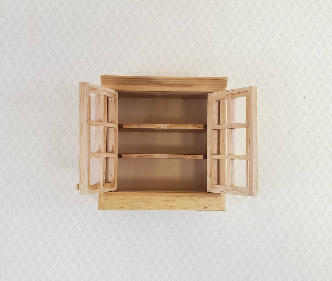 Dollhouse Miniature Upper Kitchen Cabinet Light Oak with Doors 1:12 Scale