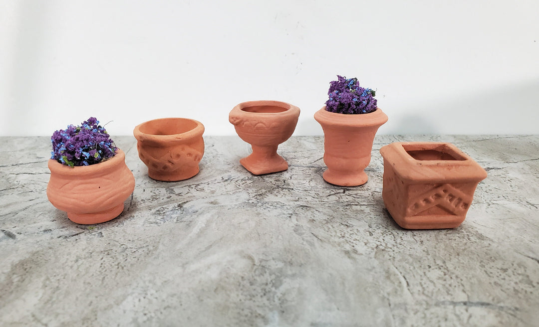 Dollhouse Terra Cotta Pots Planters Set of 5 Unglazed 1:12 Scale Miniatures