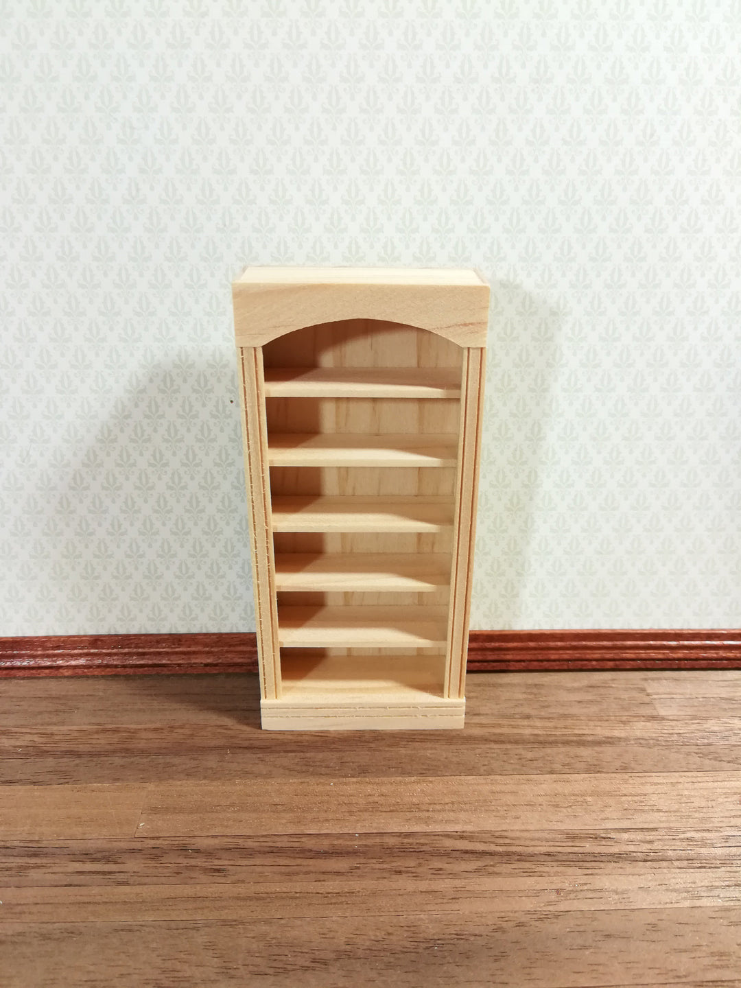 Dollhouse HALF SCALE Bookcase Unpainted Wood 1:24 Furniture 5 Shelf Library