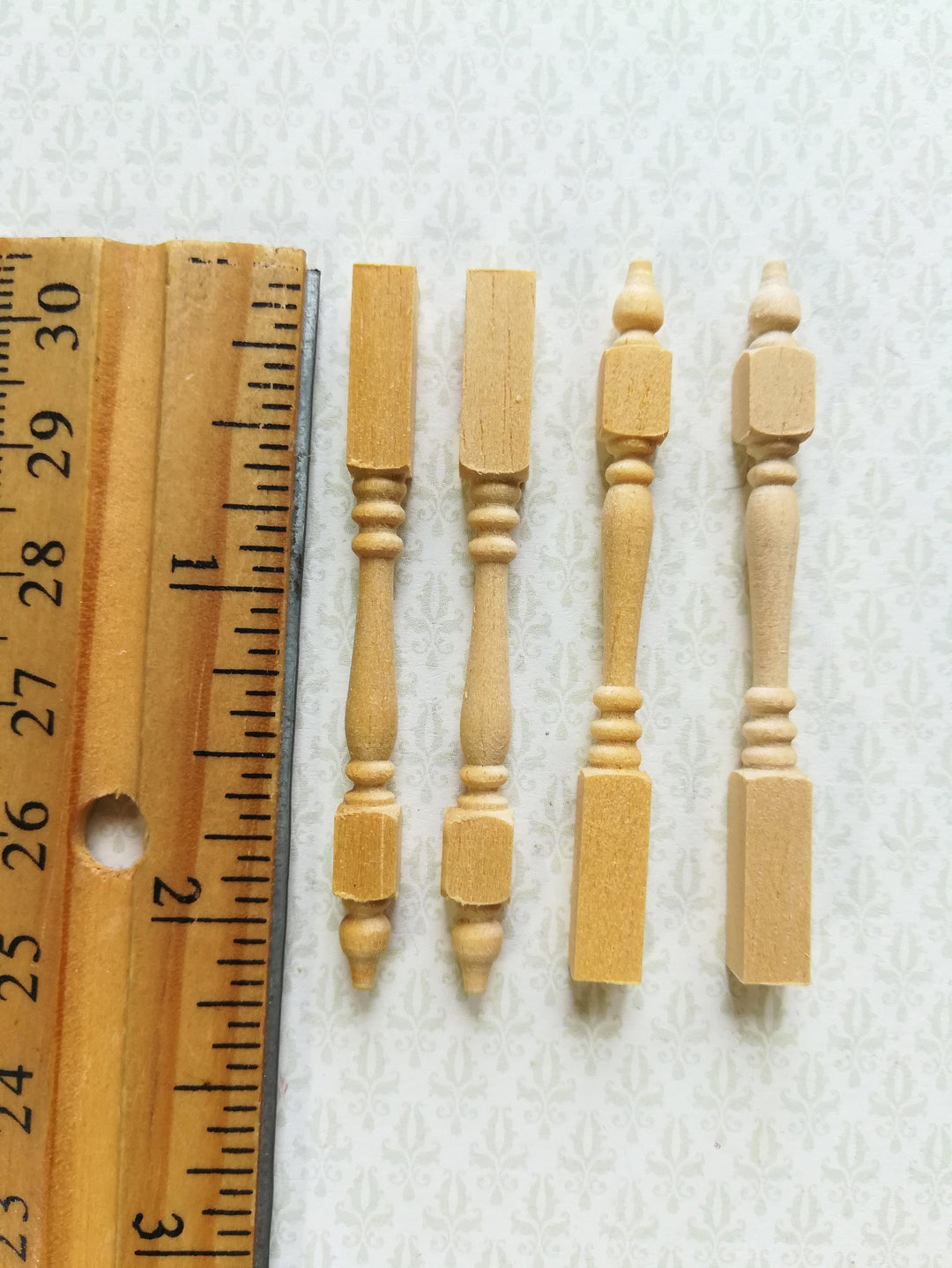 Dollhouse Miniature Spindles Table Legs Wood 4 Pieces 1:12 Scale 2 3/16" Long