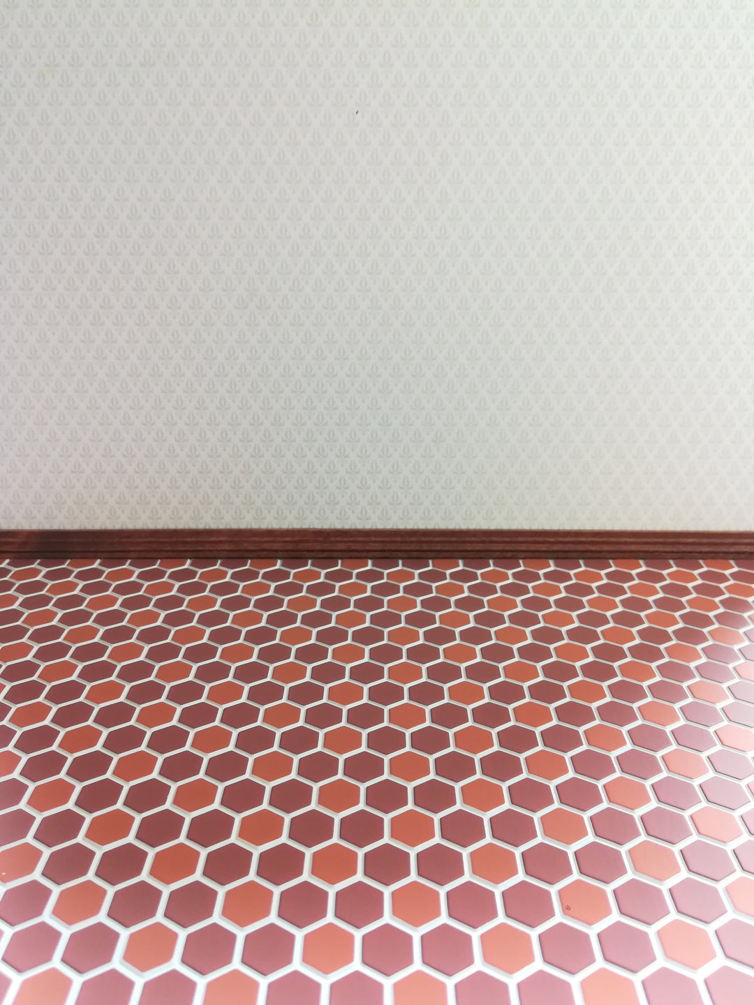 Dollhouse Miniature Terra Cotta Hexagon Faux Tile Flooring Textured 1:12 Scale