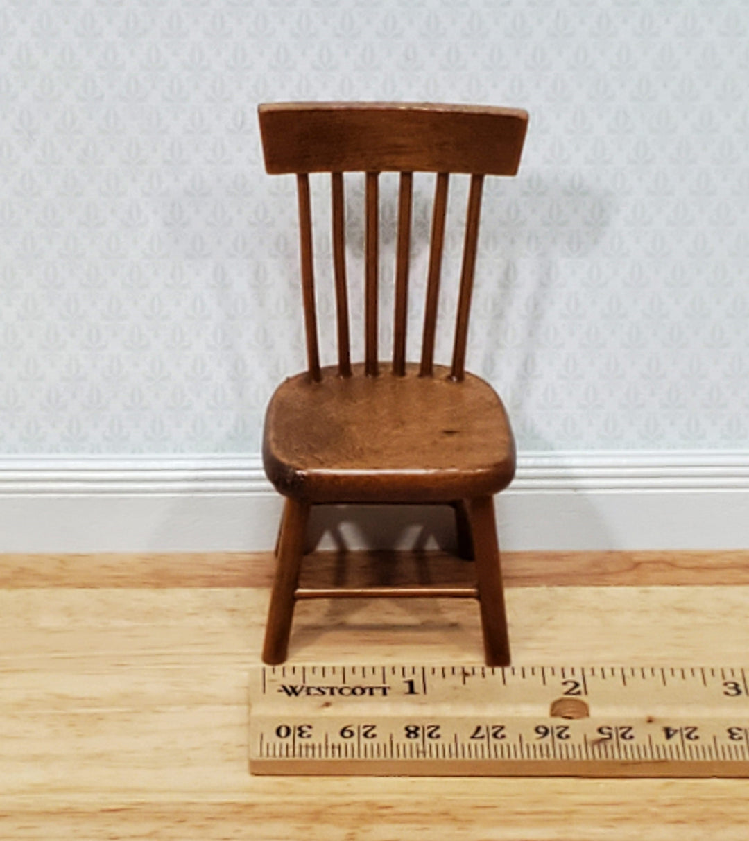 Dollhouse Kitchen Side Chair Walnut Finish 1:12 Scale Miniature Furniture CL10906
