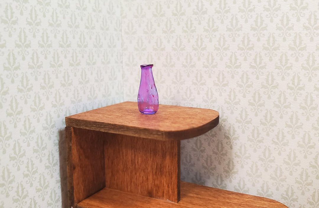 Dollhouse Purple Glass Bud Vase 1:12 Scale Miniature Flowers Decoration