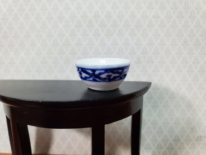 Dollhouse Serving Bowl Ceramic Blue & White 1:12 Scale Miniature Dishes Decor