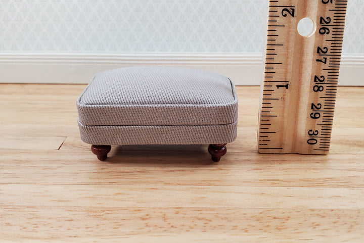 Dollhouse Miniature Footstool Ottoman Gray Fabric 1:12 Scale Miniature Furniture