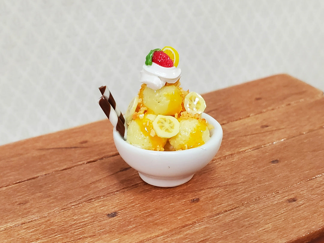 Dollhouse Ice Cream Sundae with Fruit Bananas LARGE Miniature Dessert Food